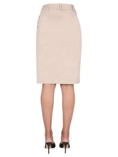 Moschino Button-up Midi Skirt In Beige