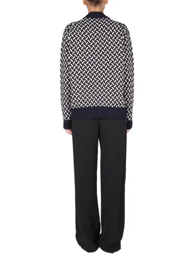Jil Sander Fringed Tie-neck Intarsia Wool Sweater In Multicolour
