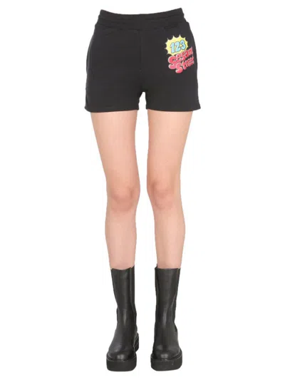 Moschino Printed Casual Shorts In Black