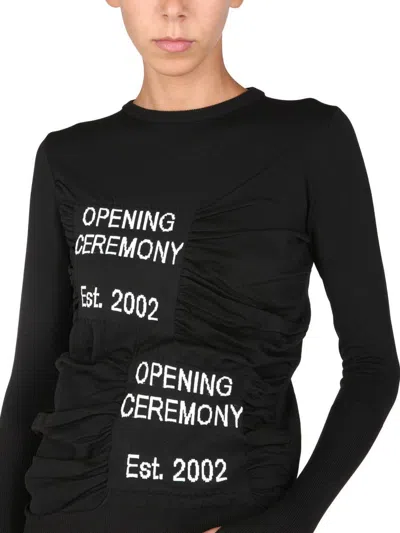 Opening Ceremony Box Logo Crew-neck Jumper In Black