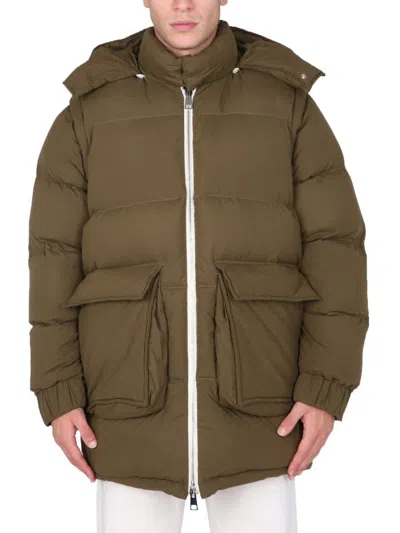 Sunnei Removable Sleeved Puffy Down Jacket In Military Green