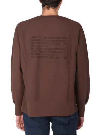 Engineered Garments Printed Sweatshirt In Brown