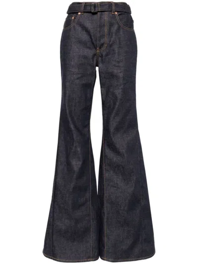 Shop Sacai Denim Pants In Blue