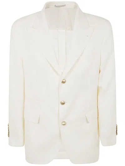 Brunello Cucinelli Single-breasted Twill Blazer In White