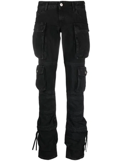 Attico Oversized Cargo Jeans In Black