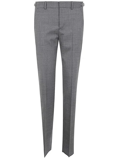 Versace Formal Pant Micro Pattern Wool Fabric Clothing In Grey