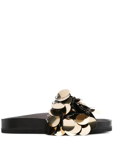 Rabanne Sequin-embellished Slides In Grey