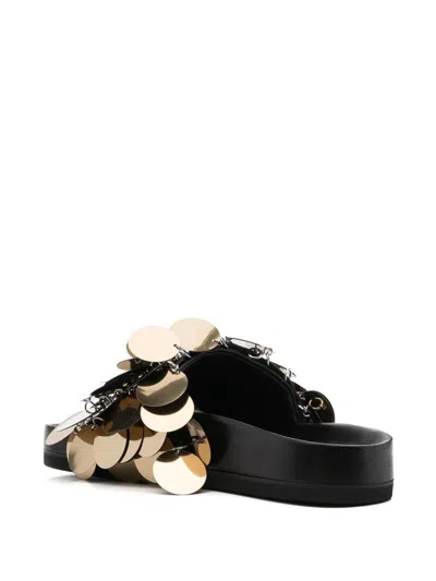 Rabanne Sequin-embellished Slides In Grey