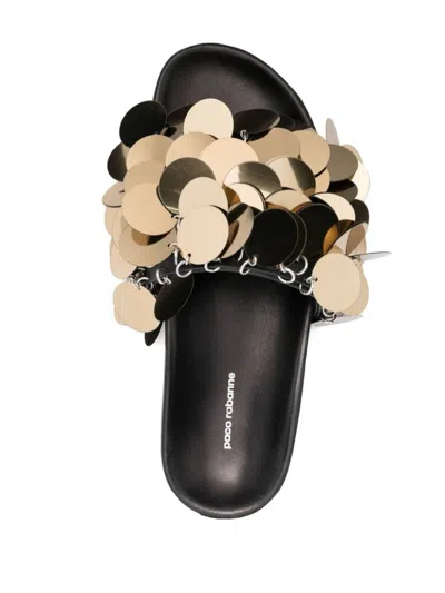 Rabanne Sequin-embellished Slides In Grey
