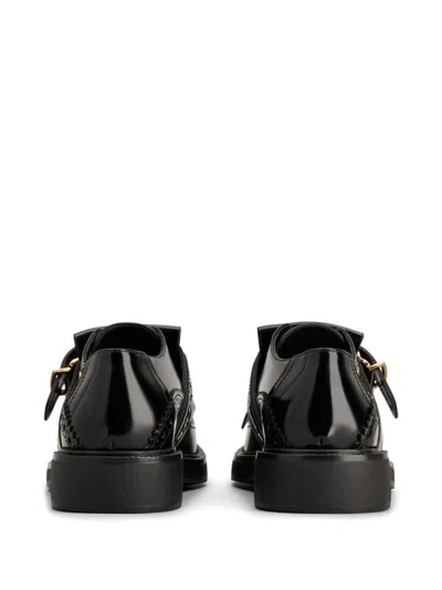 Tod's Monk Strap In Leather With English Dovetail Stitching And Fringe In Black