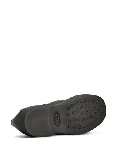 Tod's Monk Strap In Leather With English Dovetail Stitching And Fringe In Black