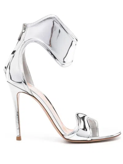 Gianvito Rossi Lucrezia Silver Mirror Effect Sandals In Grey