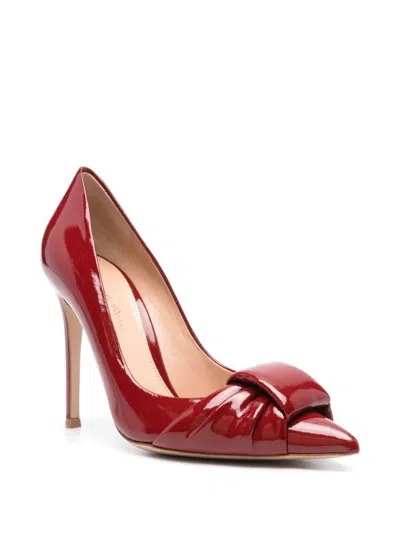 Gianvito Rossi Midnight Bow Pointed Toe Pumps In Red