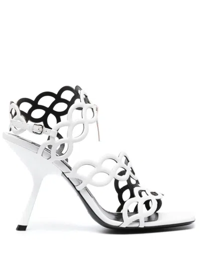 Sergio Rossi Square-headed High-heeled Sandals In White
