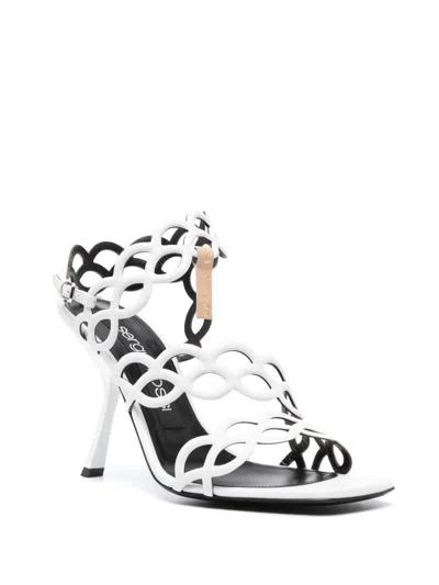 Sergio Rossi Square-headed High-heeled Sandals In White