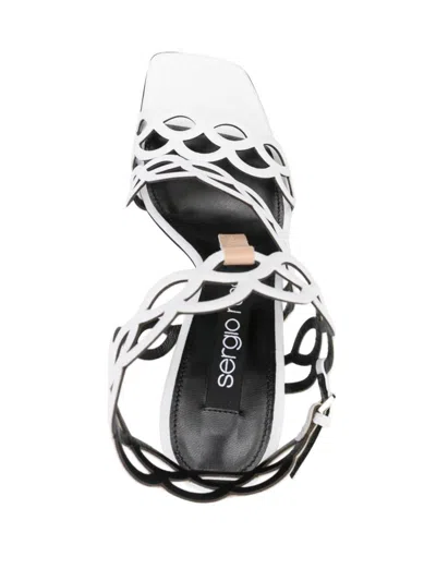 Sergio Rossi Square-headed High-heeled Sandals In White
