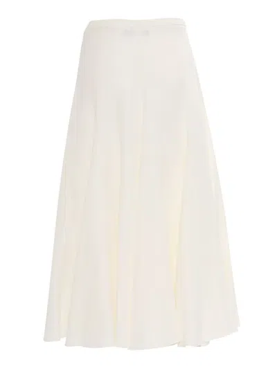 Fabiana Filippi Viscose Linen Flared Skirt In White