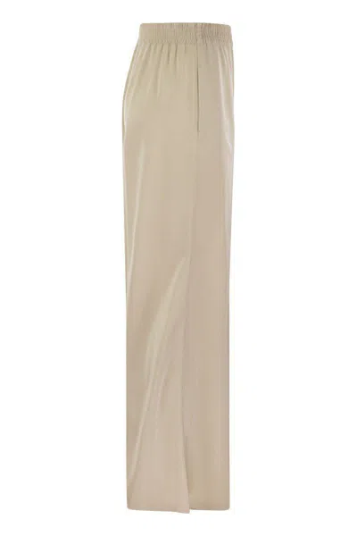 Fabiana Filippi Wide Viscose Jogging Trousers In Beige