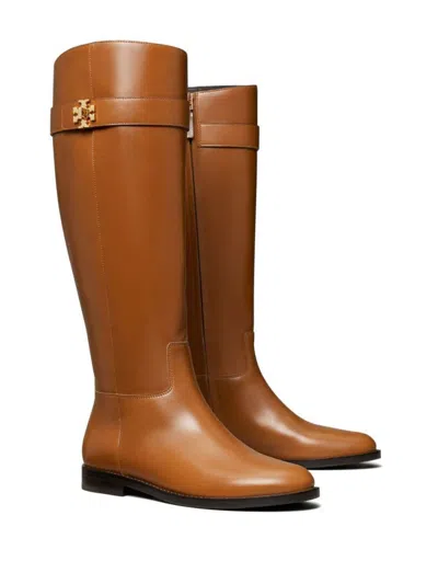 Tory Burch Turn-lock Riding Boot In Brown