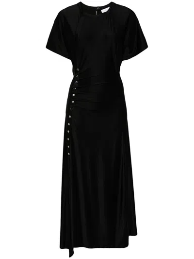 Rabanne Black Draped Press-stud Dress In Black