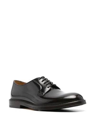 Doucal's Derby Lace-ups In Dark Brown Leather In Brown