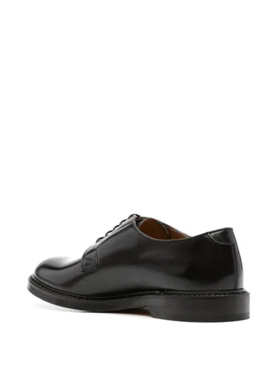 Doucal's Derby Lace-ups In Dark Brown Leather In Brown
