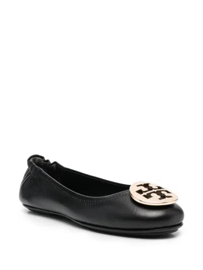 Tory Burch Claire Leather Ballet Flats In Black