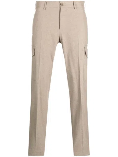 Pt Torino Tailored Straight-leg Pants With Subtle Pleats And Side Pockets In Brown