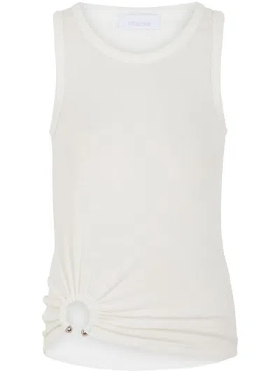 Rabanne Ring-detail Cotton-blend Jersey Tank Top In White