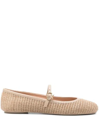 Shop Gianvito Rossi Carla Marbella+nappa Ballerina Shoes In Beige