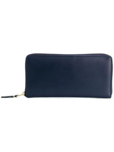Comme Des Garçons Ivory Leather Wallet In Blue