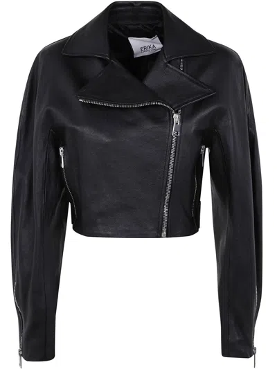 Erika Cavallini Cristal Leather Jacket In Black