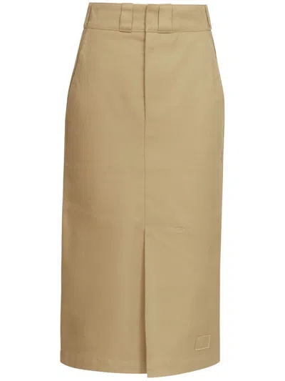 Maison Margiela Cotton Gabardine Midi Skirt Skirts Beige In Brown