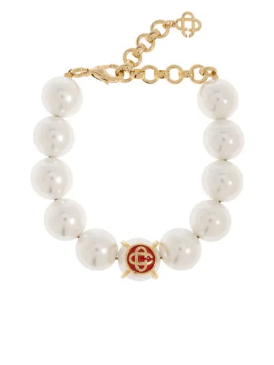 Casablanca Pearl Logo Bracelet Accessories In White