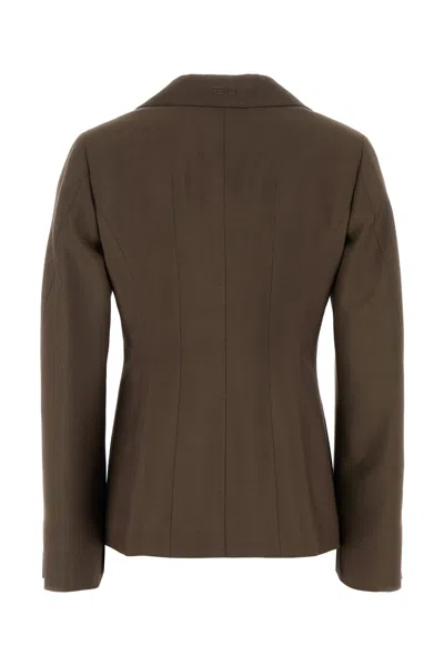 Fendi Mud Wool Blend Blazer