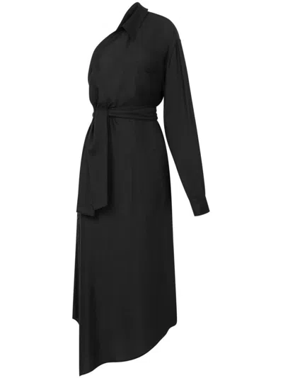 Moschino One-shoulder Asymmetric Maxi Dress In Black