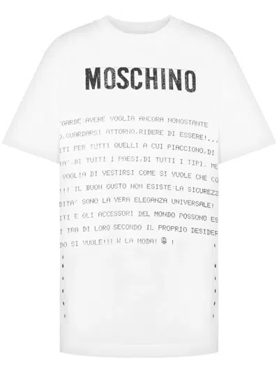 Moschino Crew Neck Graphic Print Short Sleeves In White