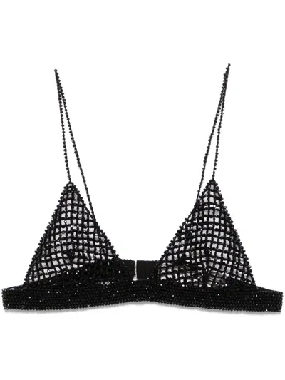 Golden Goose Beaded Crochet Bra Top In Black