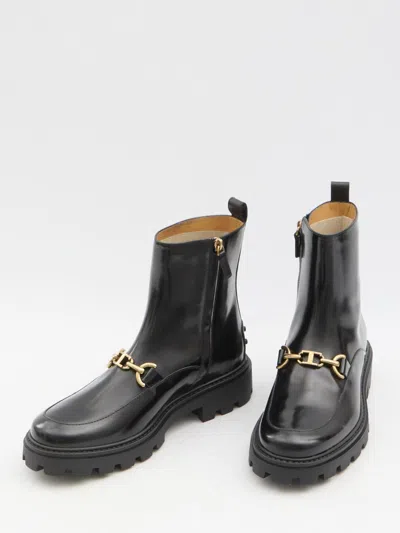Tod's Leather Ankle Boots In Black