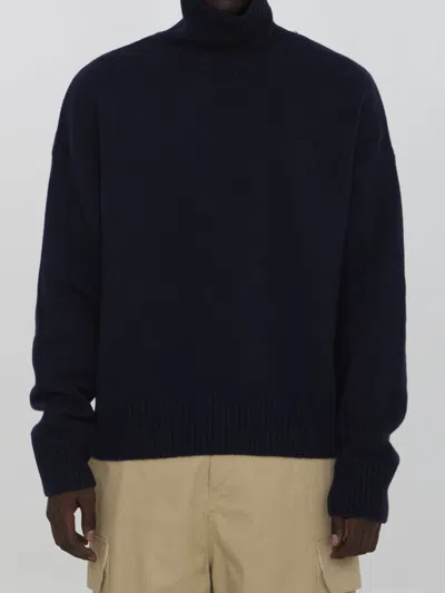 Ami Alexandre Mattiussi Ami Paris Men Ami De Coeur Sweater In Blue