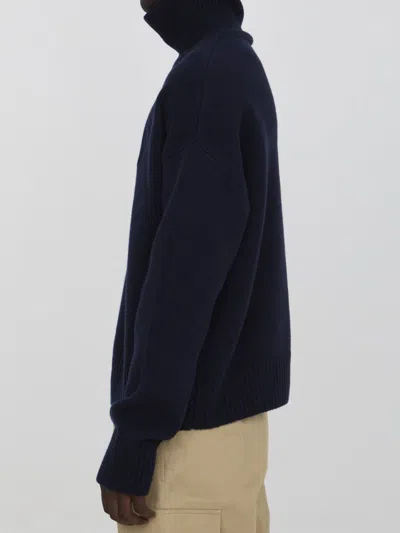 Ami Alexandre Mattiussi Ami Paris Men Ami De Coeur Sweater In Blue