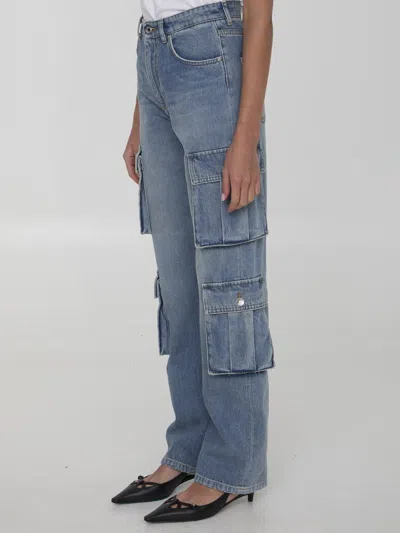 Dolce & Gabbana Multi-pocket Cargo Denim Trousers In Blue