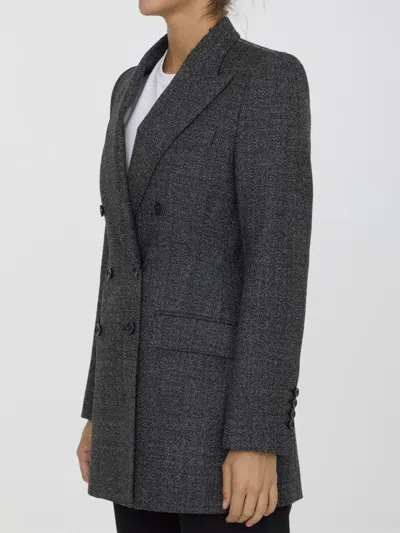 Dolce & Gabbana Anthracite Grey Tweed Double-breasted Jacket In Grey