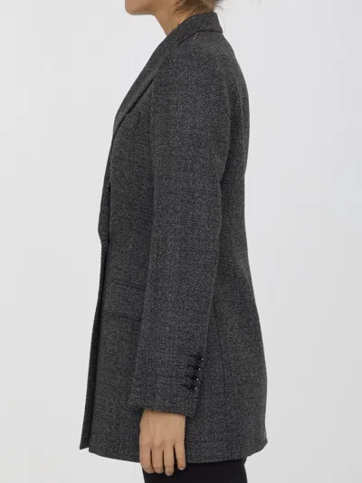 Dolce & Gabbana Anthracite Grey Tweed Double-breasted Jacket In Grey