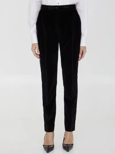Dolce & Gabbana Pleated Wool-blend Gabardine Straight-leg Pants In Black