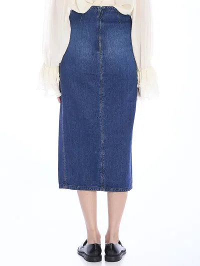 Chloé Chic Denim Midi Skirt With Front Slit In Blue