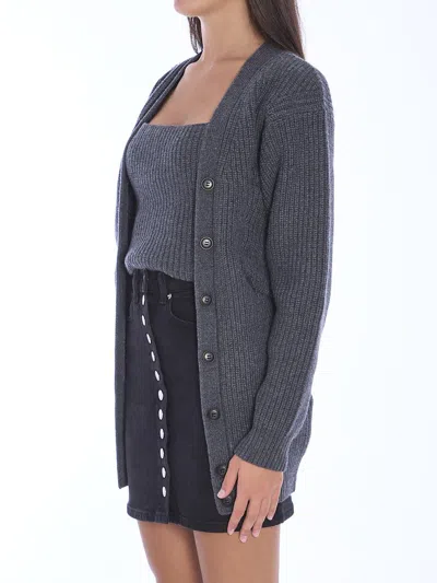 Alexander Wang Pre-styled Twinset Knitted Cardigan In Grey