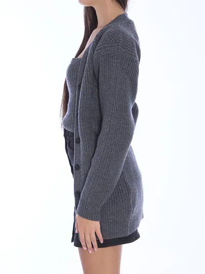 Alexander Wang Pre-styled Twinset Knitted Cardigan In Grey