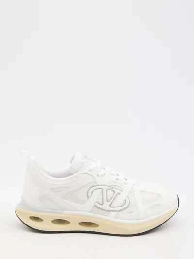 Valentino White Leather And Fabric Vlogo Easyjog Sneakers In White