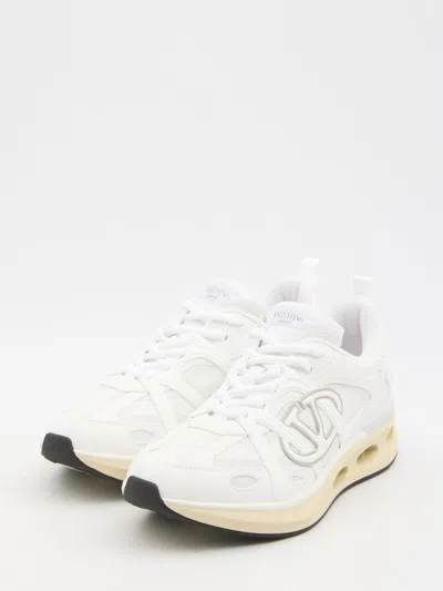 Valentino White Leather And Fabric Vlogo Easyjog Sneakers In White
